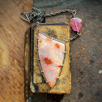 Fossilized Coral Necklace with Pink Tourmaline